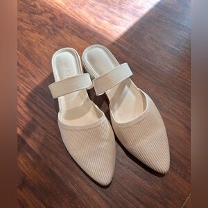 Shoe'N Tale Pointed Toe Mules for Women Heels Knit Heeled Sandals